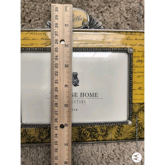 Vintage Home Collection 6 x 4 Mother Yellow Metal Glass Ornate Picture Frame - Picture 9 of 9